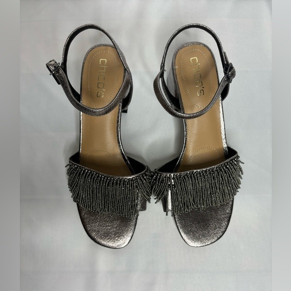 NWOT Chico's comfortable formal heels with beaded fringe detail size 8 - Picture 3 of 8